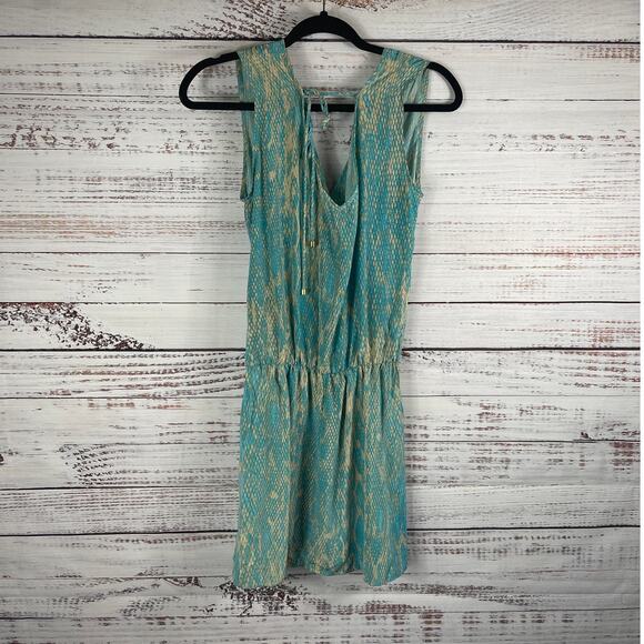 $217 Karina Grimaldi Women's Size S Turquoise Snake Print Silk Azalea Mini Dress - Picture 6 of 9